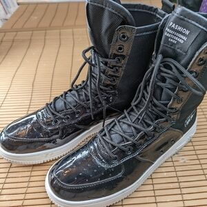 Fashion Professional Skateboard Shoe Sneaker Black super high top men's Size 9,